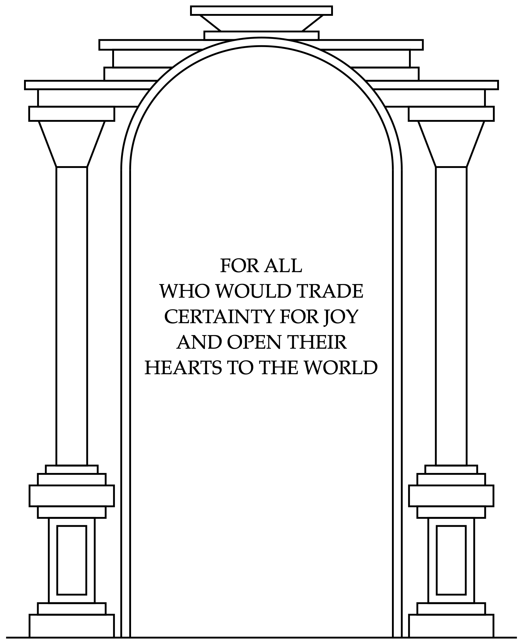 FOR ALL WHO WOULD TRADE CERTAINTY FOR JOY AND OPEN THEIR HEARTS TO THE WORLD
